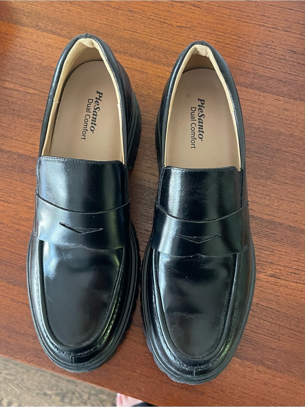Black womens Leather Penny Loafers
